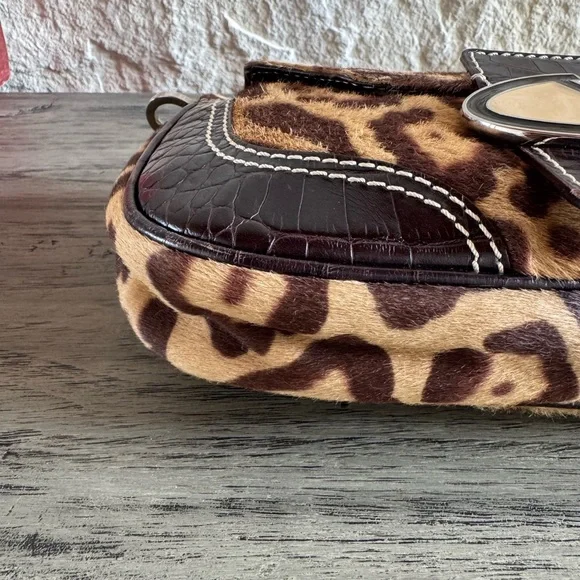 Vintage Valentino Leopard Print Pony Hair Shoulder Bag - Picture 10 of 14